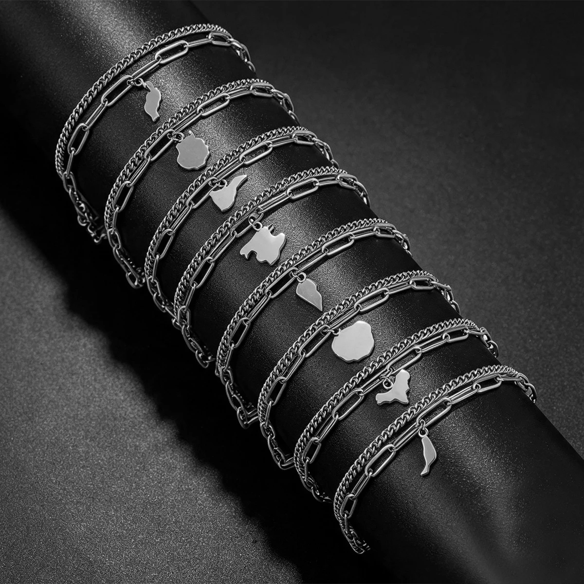 Spain Canary Islands Tenerife/Gran Canaria/Fuerteventura/La Palma/Lanzarote Double Laye Charm Bracelet Women Girl Wear Jewelry