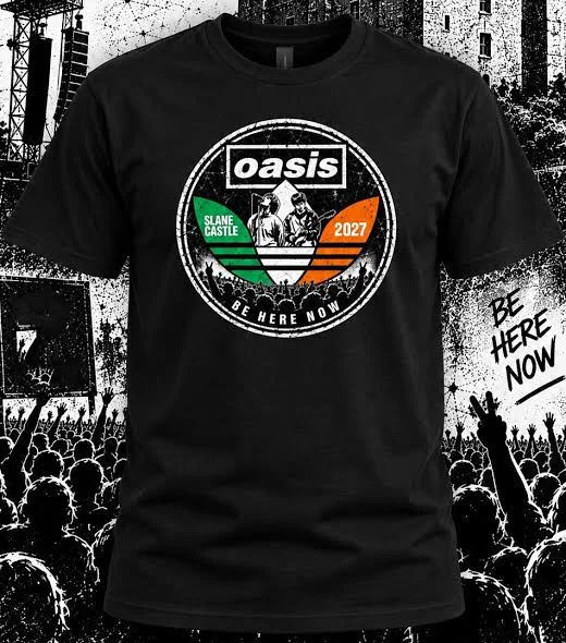2026 Oasis Band Slane Castle 2027 Be Here Now Graphic T Shirt Men Vintage Rock Short Sleeve Cotton Tee