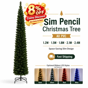 Artificial Christmas Tree Slim Pencil All PVC Space Saving Xmas Tree 1.2-2.4M Optional…