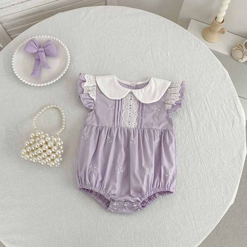 2026 Neuer Sommer Neugeborenen 0-24M Säugling Baby Mädchen Strampler Baby Mädchen Kleidung Flatterärmel Baumwolle Bedruckte Baby Mädchen Strampler – Detail 21