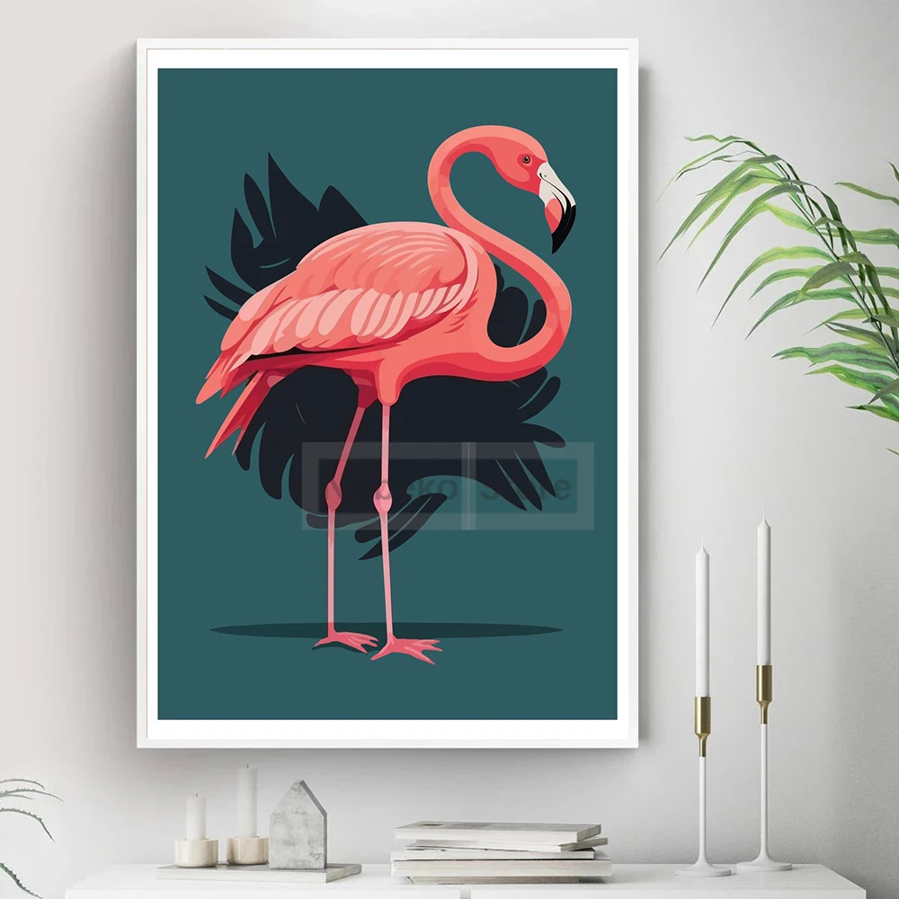 Tropical Landscape Flamingo Poster Flowers Tropical Animals Prints Canvas Painting Wall Art Pictures Home Room Nature Decoration