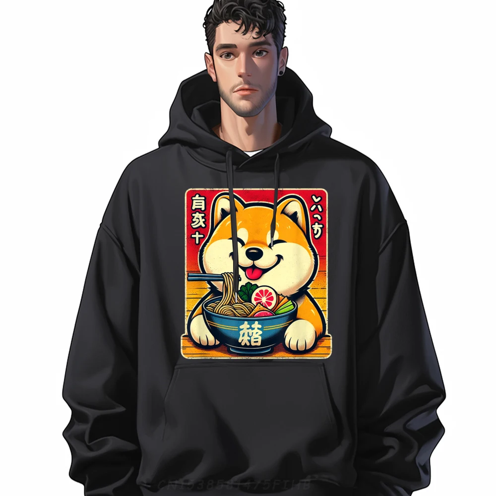 Shiba Inu Ramen Kawaii Neko Japanese Noodles Graphic Pullover Hoodies Men Hoodie Man Creative