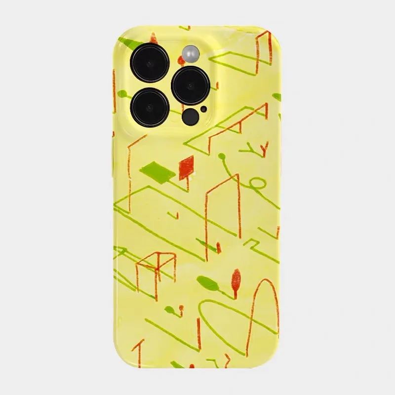 

Ins Yellow Graffiti Crayon Phone Case for IPHONE 17 Air 16E 15 PROMAX 14 Plus 13 12 MINI 11 PRO 16Plus XR SE Acrylic Phone Cover