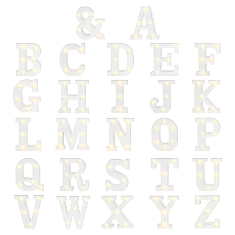 Gold White LED Alphabet Letter Number Light Luminous Battery Night Lamp Wedding Birthday Party Christmas Decoration For Home