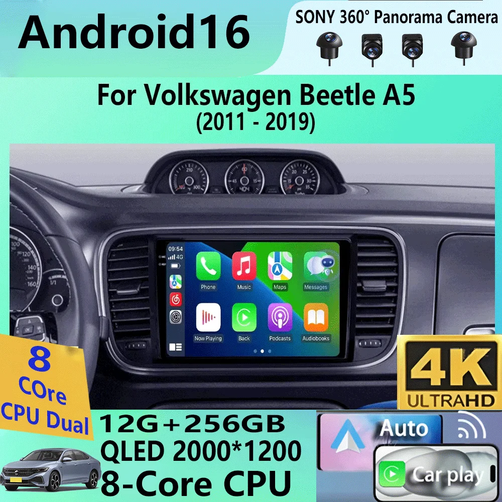 

Автомагнитола Android 16 для Volkswagen Beetle A5 2011-2019, мультимедийный видеоплеер, навигация, GPS-стереосистема