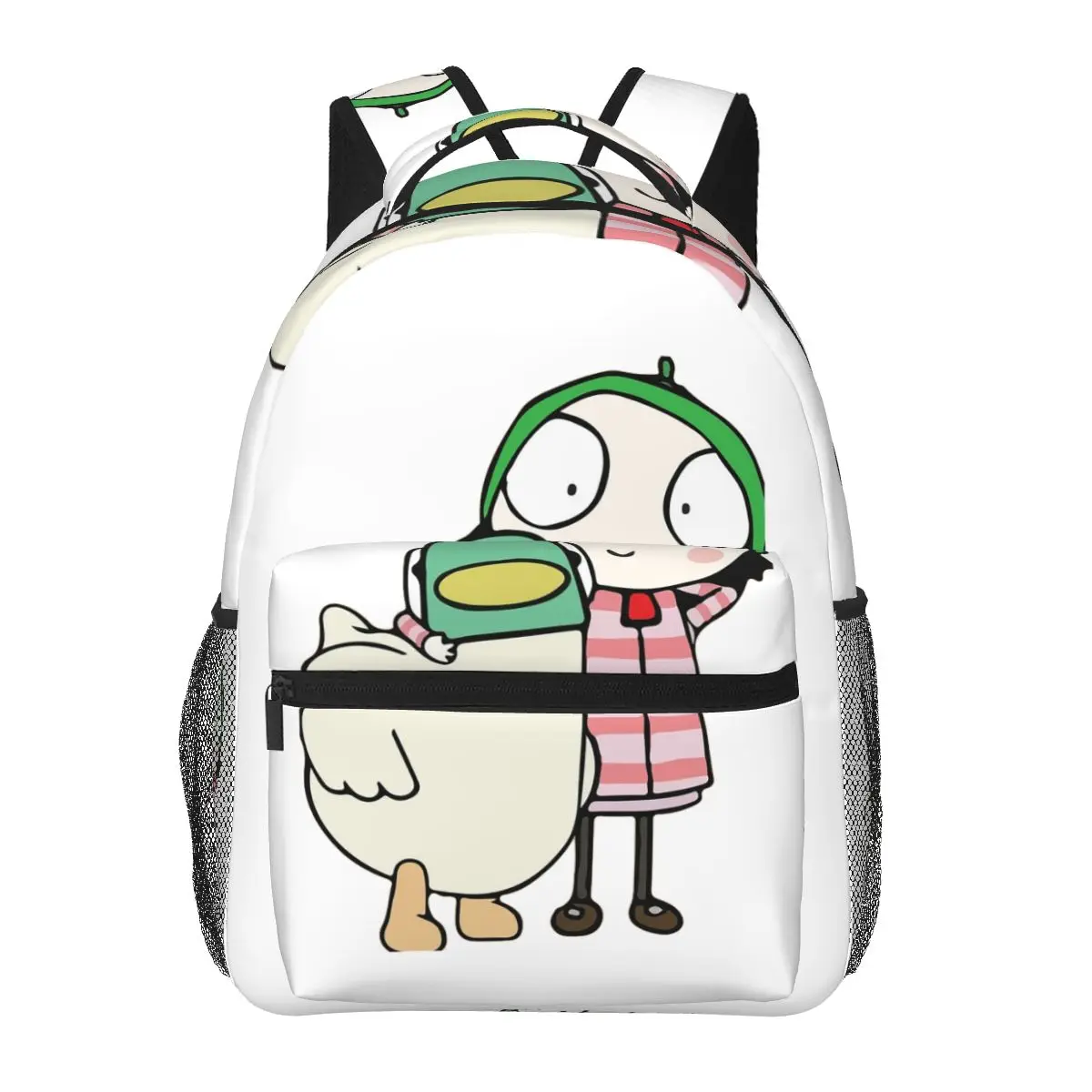 

Sarah And Duck Having Fun Backpacks Boys Girls Bookbag Students School Bags Cartoon Travel Rucksack Shoulder Bag Large Capacity