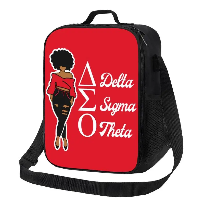 Delta Sigma Theta Sorority Gifts Bolsa de almuerzo térmica para mujer, fiambrera aislante portátil reutilizable con correa ajustable para el trabajo