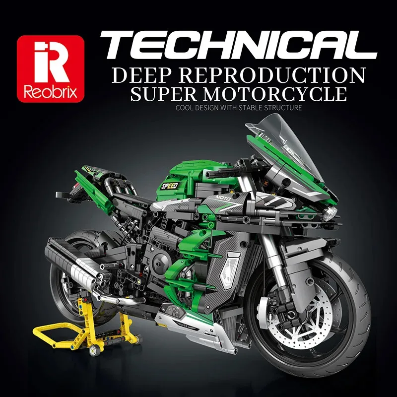 Reobrix 570 Technical Motorcycle Locomotive Model City Racing Series DIY Creative Toys Building Blocks Boy Gift 2088Pcs