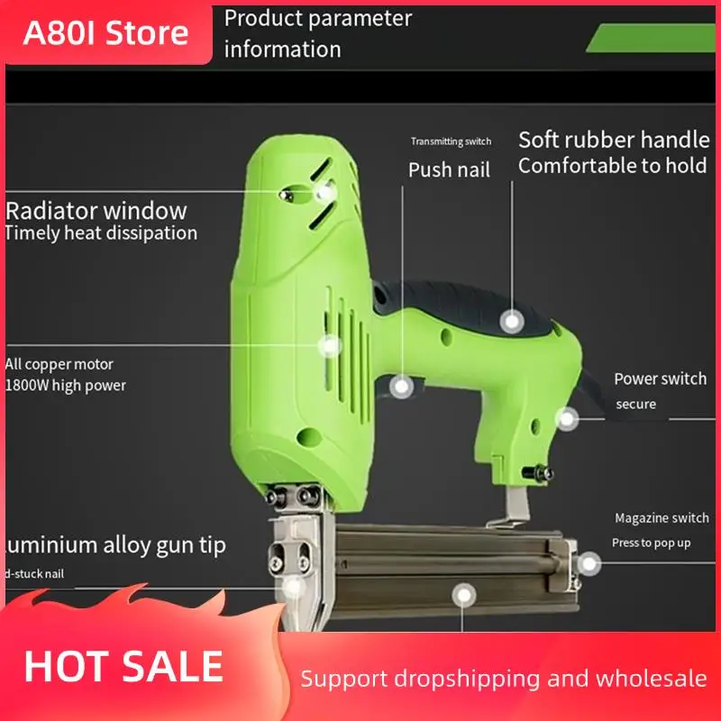 

A80I Electric Nail Tool Nailing Stapler Stapler Tool Kit Woodworking Tool Accessories F30 Straight Nail EU Plug