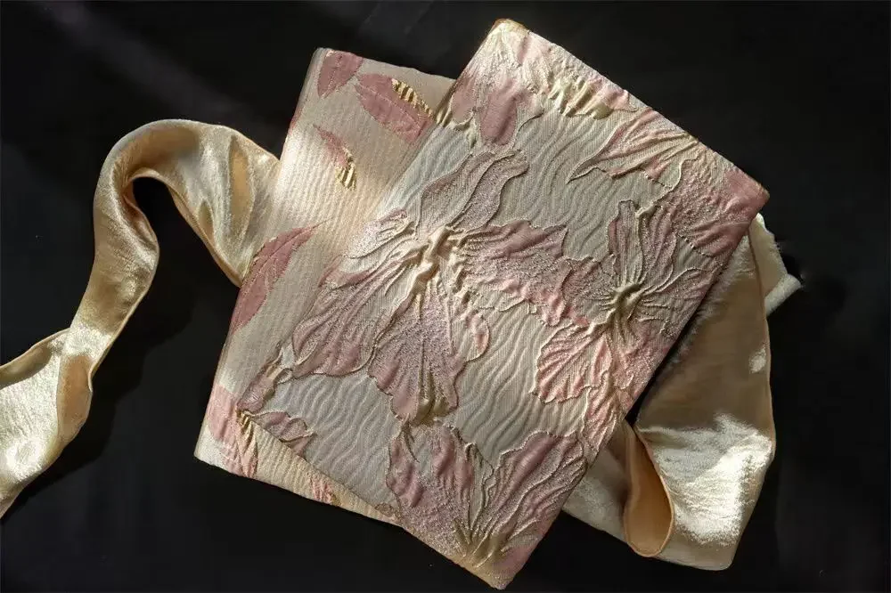 【Golden Feather and Lily】Original Handmade Notebook Covers Protector Book Sleeve Crafted Fabric Products Diary Cover,in Stock