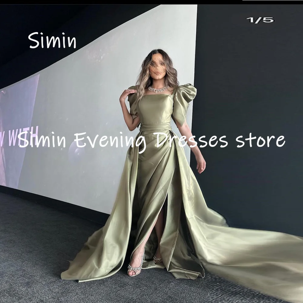 

Simin Satin A-line Boat Neck Populer Ruffle Formal Prom Gown Floor-length Evening Elegant Party dresses for women 2023