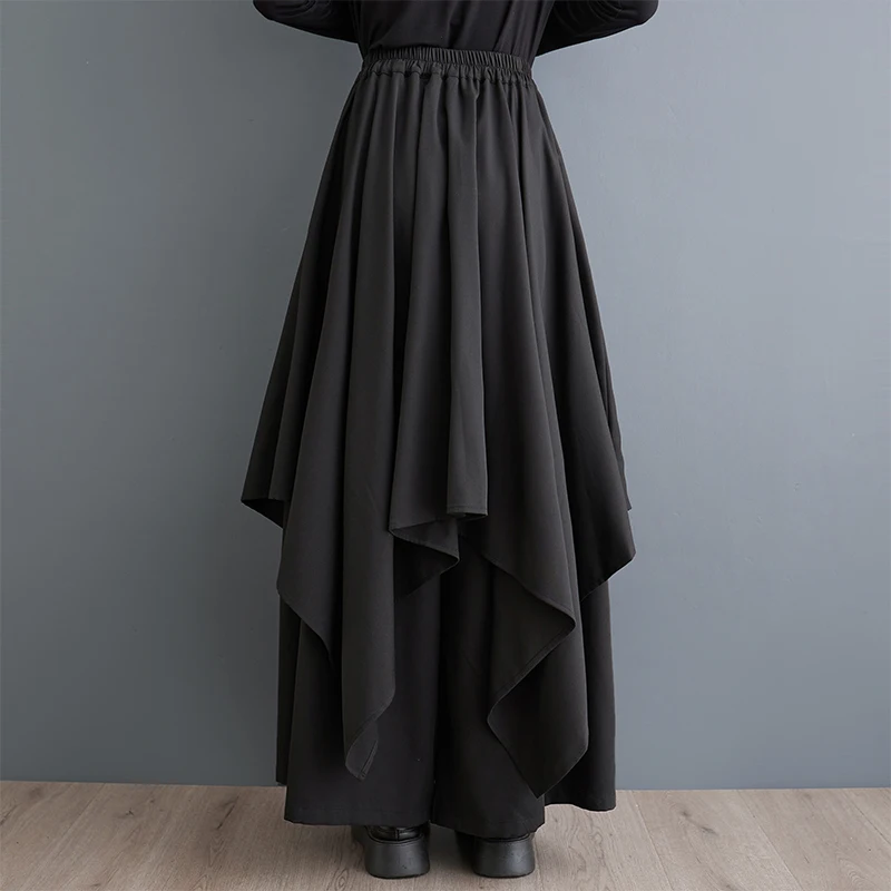 Hose mit hoher Taille und weitem Bein, faionable l-Taille, Bla, vielseitiger Rock in Übergröße, lange Hose aus Polyesterfaser für den Pendelverkehr