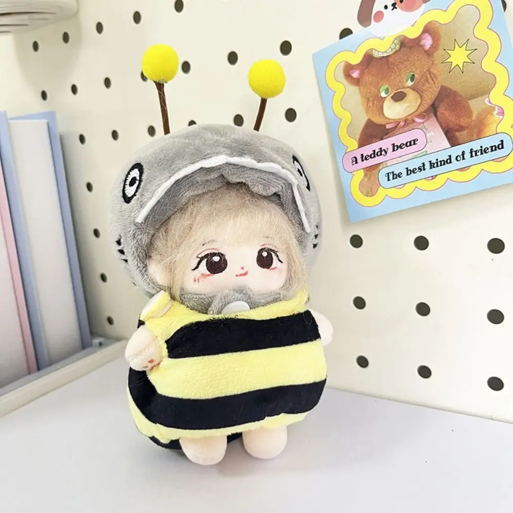 Shark and Bee 10cm Cotton Doll Clothes Cartoon Two Piece Suit 10cm Idol Doll Outfit Jumpsuit Multicolor Doll Changing Dressing