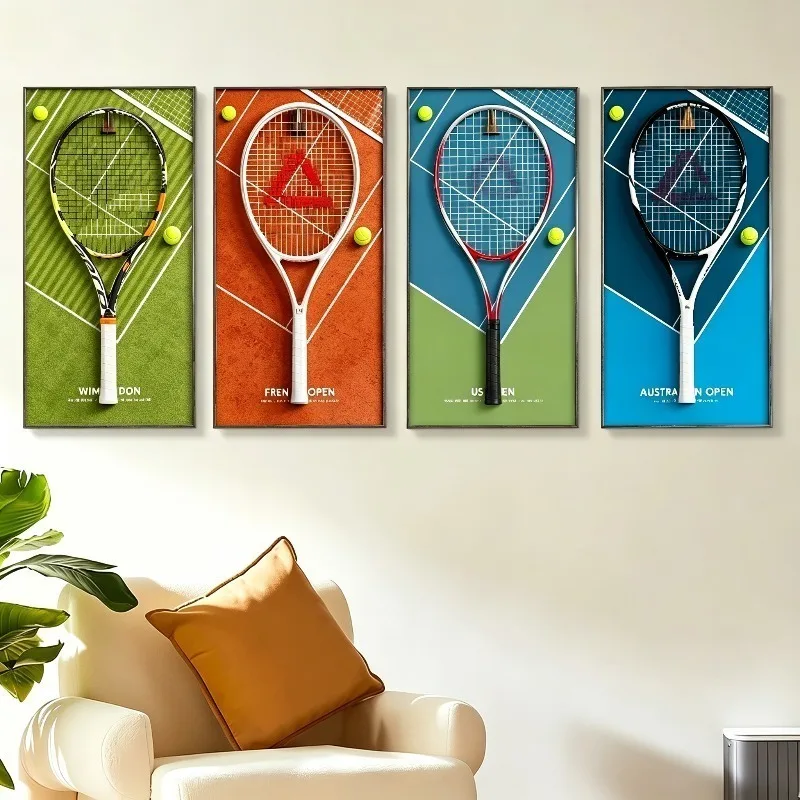 Tennis Racket Display Frame Wall-mounted Tennis Rackets Photo Frames Home Walls Decor Sports Accessories Collection Stands