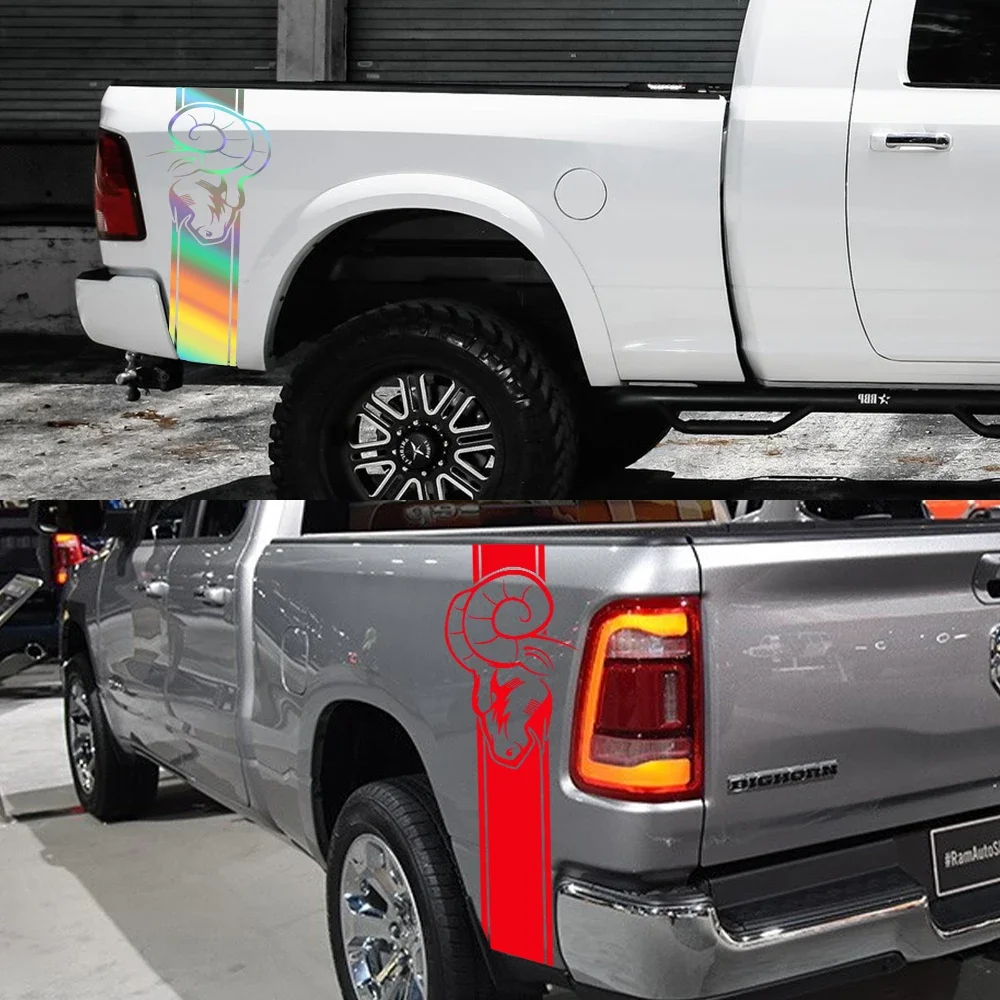 Car Stickers Pickup Bed Side Kit Styling Decor Decal Truck Vinyl Cover Auto Accessories For Dodge RAM 1500 2500 3500 Rebel TRX view 4