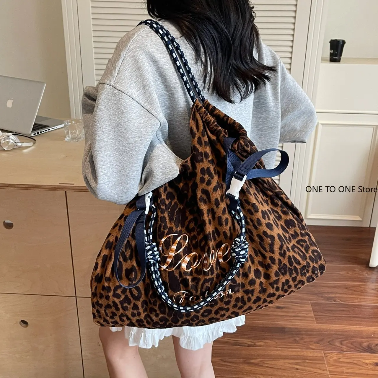 

Vintage Leopard Print Women's Handbag Fashion Large Capacity Leopard Canvas Bags Underarm Bag Large Shopping Bag Women' Bags