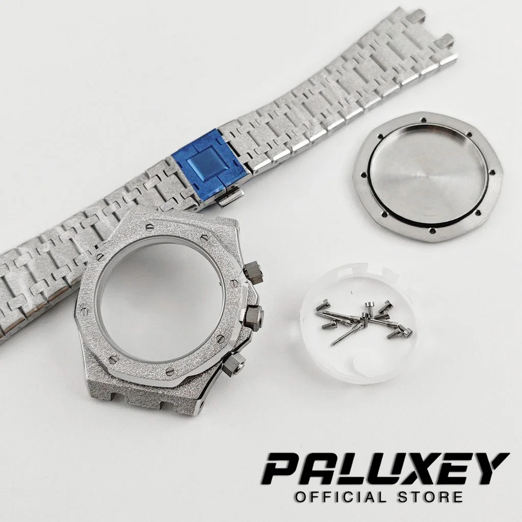 VK63 42mm Starry Sanding Watch Case Fit 31.8mm Dial Sapphire Glass For NH35 NH36 NH38 NH70 Automatic Movement Durable Mod Parts
