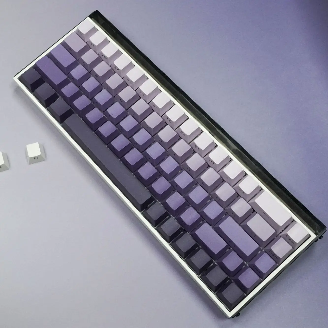134 Keys PBT Double Shot Keycaps Lavender Side Printed Shine Through Keycaps OEM Profile for Cherry MX Switches Gaming Keyboards