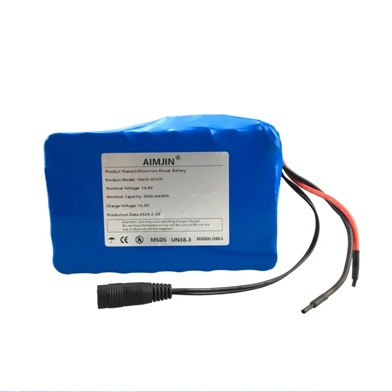 

4S10P 14.8V 30Ah 444Watt 18650 Lithium Battery Pack with BMS for Inverter Smart Robot High-power Equipment Etc+16.8V charger