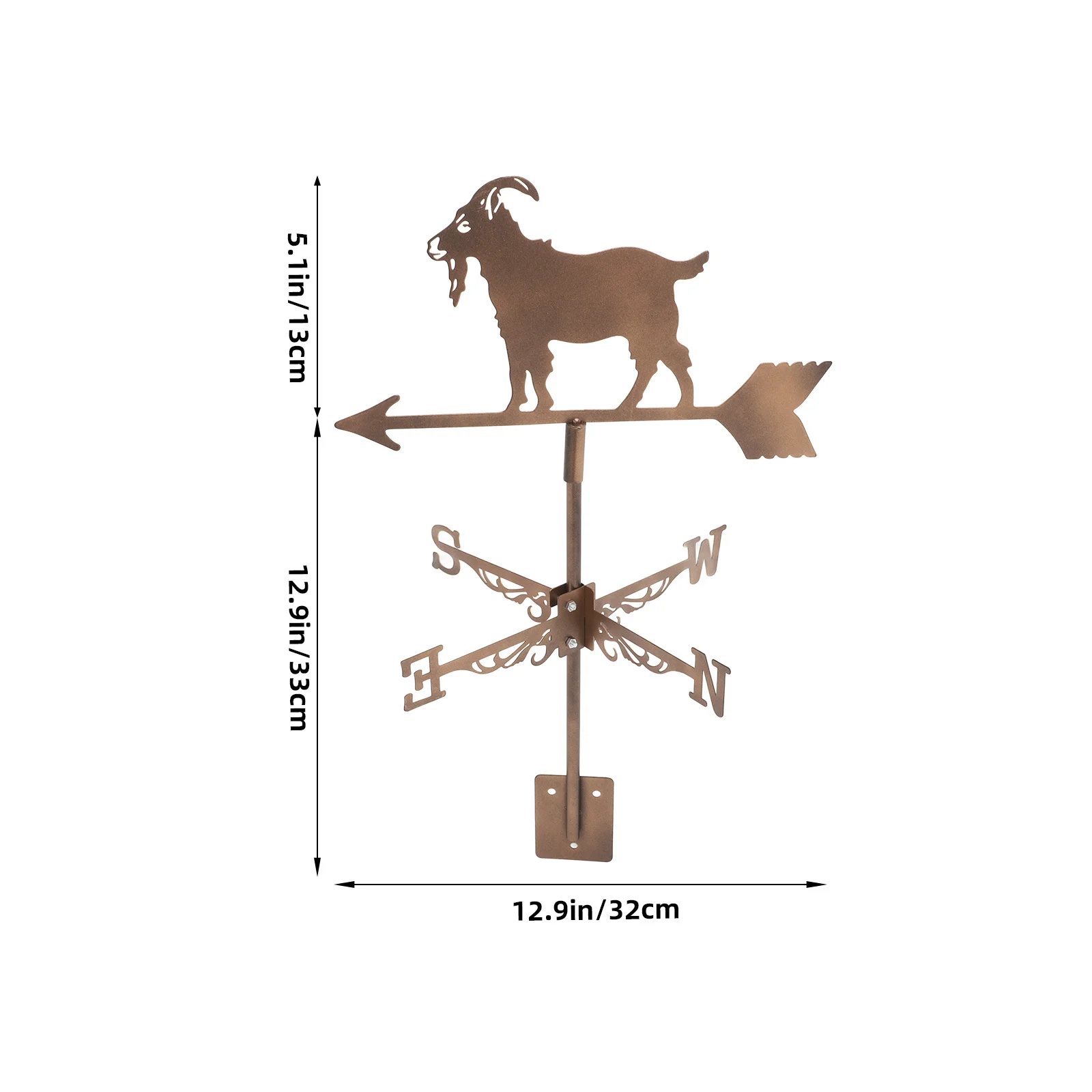 ريشة الرياح المعدنية المزخرفة للسقف الخارجي والحديقة والفناء ومؤشر اتجاه الرياح الحيوانية من الفولاذ المقاوم للصدأ مع دعامة الناهض