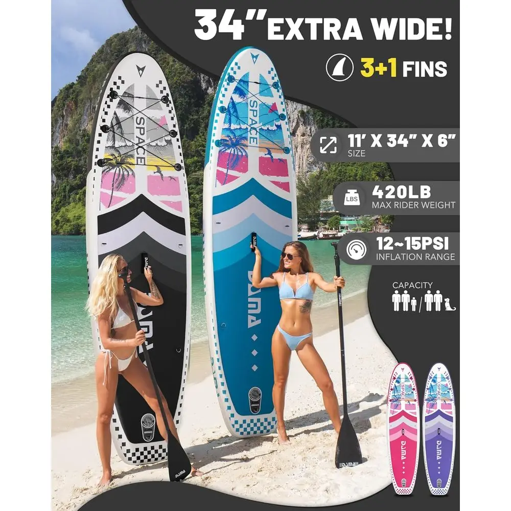 11'x34x6 Adult Stand-Up Paddleboard - Lightweight, Durable, Easy to Paddle, Stylish, Fully Functional with High-Grade Accessorie