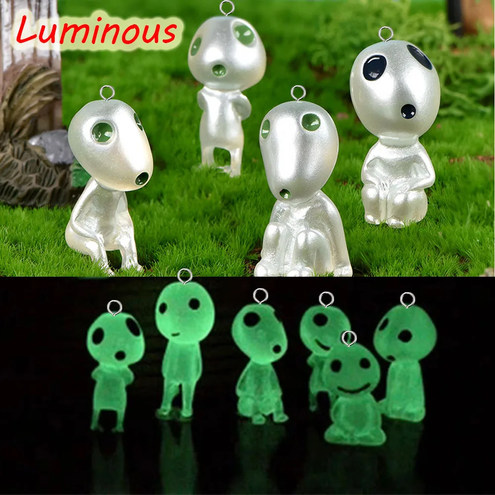 6 pz Kawaii luminoso fantasma Hallowmas resina Charms Doullhouse alieni orecchino portachiavi ciondolo accessorio fai da te gioielli carini fare