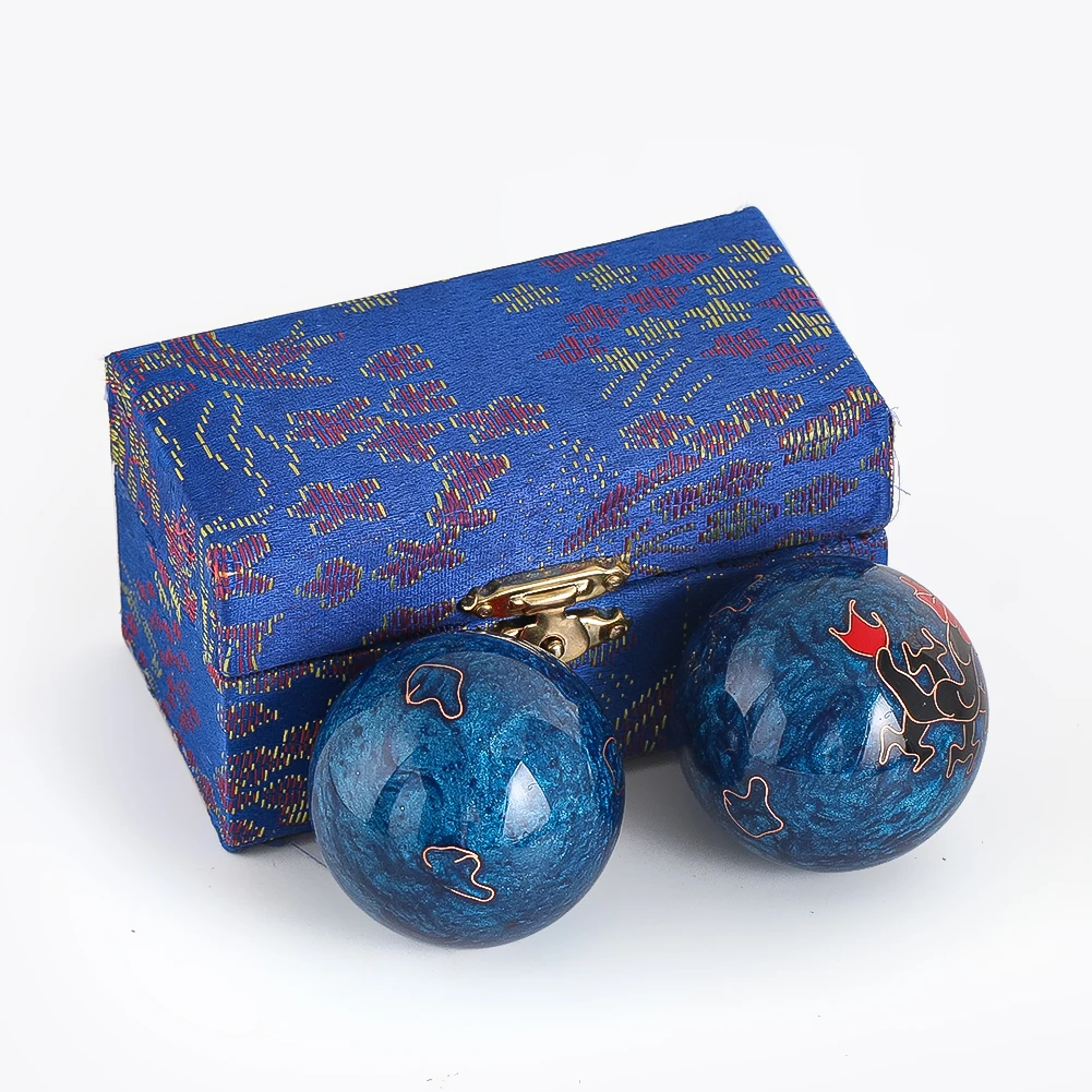 Chinese Dragon Phoenix Baoding Balls 47mm with Chime Sound Hand Therapy Meditation Yoga Stress Relief Health Exercise Gift Box