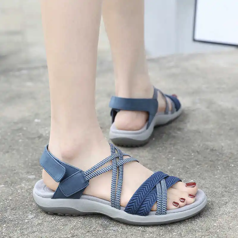 

Спортивные сандалии женские, новинка 2025 года, Magic Tape, мягкие нескользящие нескользящие сандалии для работы на открытом воздухе, пляжная одежда для беременных, большие размеры, женские oes
