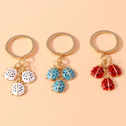 Cute Enamel Ladybug Keychain Animal Keyring Pendants for Car Key Holder Women Girls Handbag Accessories DIY Jewelry Gift