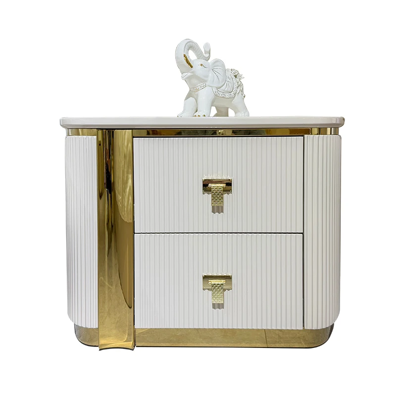 

High quality modern white wooden bedroom bedside bedside table furniture luxury with drawers