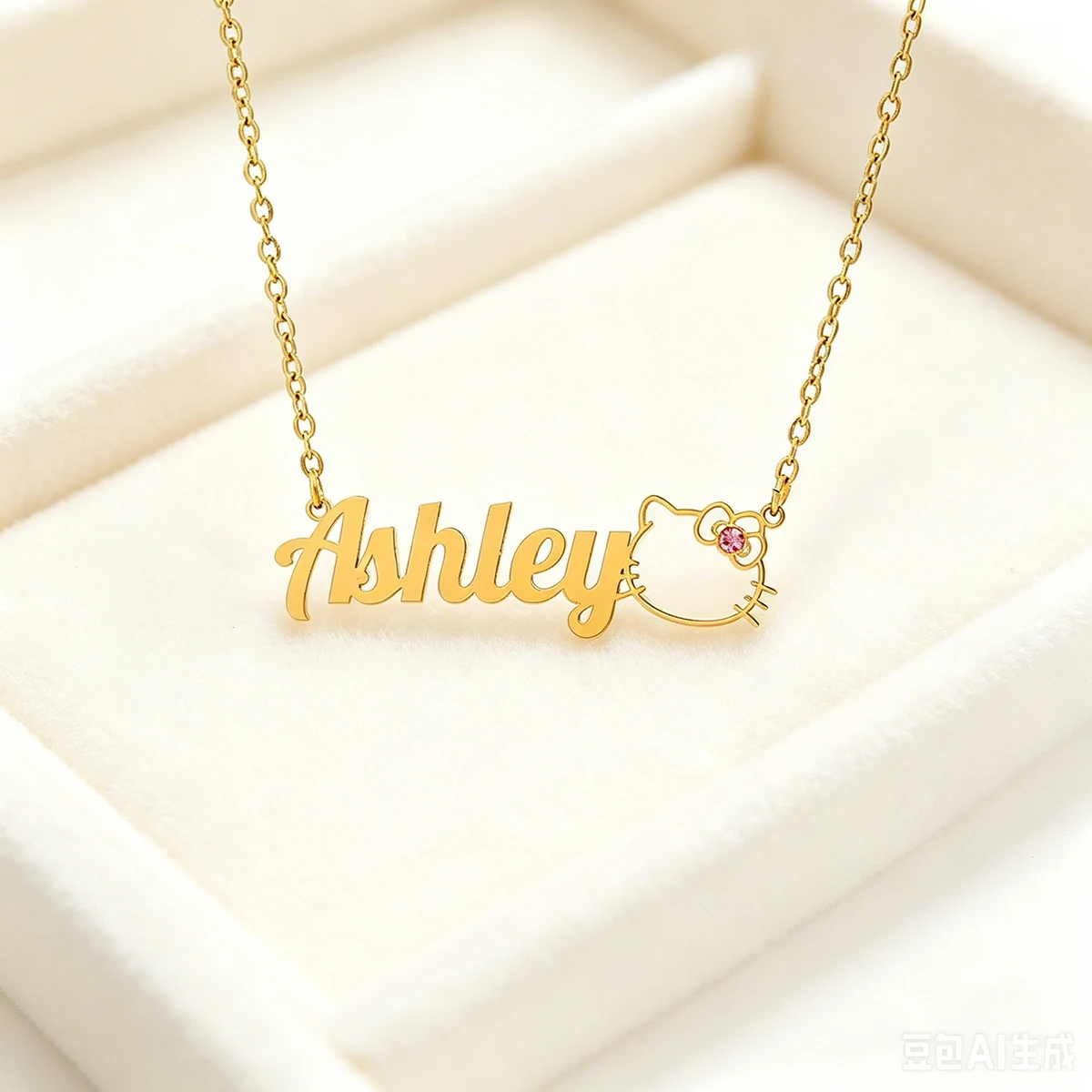 Custom Zircon Birthstone Hello Kitty Name Necklaces For Women Stainless Steel Customized Pendant Necklace Personalized Jewelry