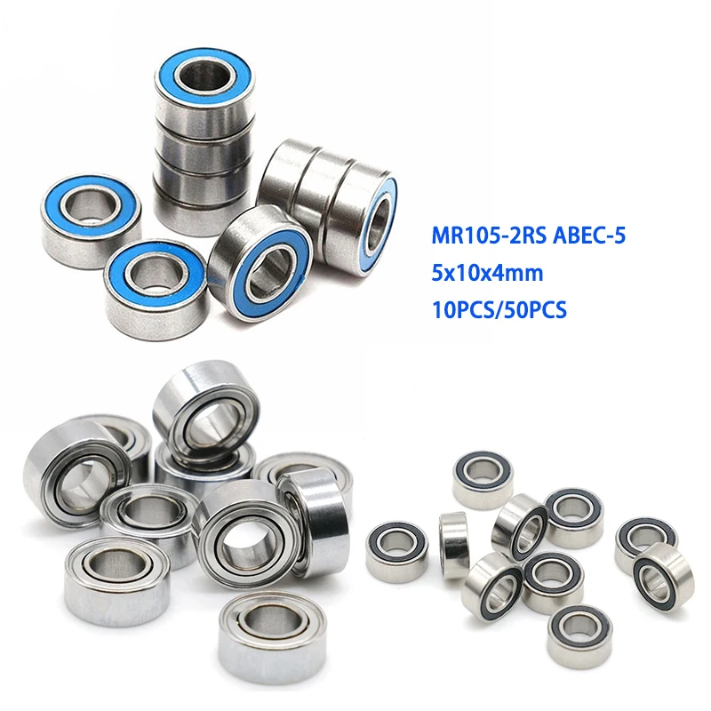 

10/50PCS MR105-2RS Blue MR105zz Bearing ABEC-5 5x10x4mm Miniature MR105RS Ball Bearings Double Sealed Bearing MR105 2RS