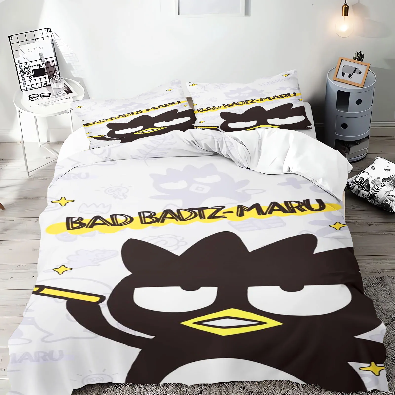 

Sanrio Badtz-Maru 3-Piece 1 Quilt Cover One Piece Bedding Set Comforte Luxus Exquisite Birthday Gift 100% Polyester Home Decor
