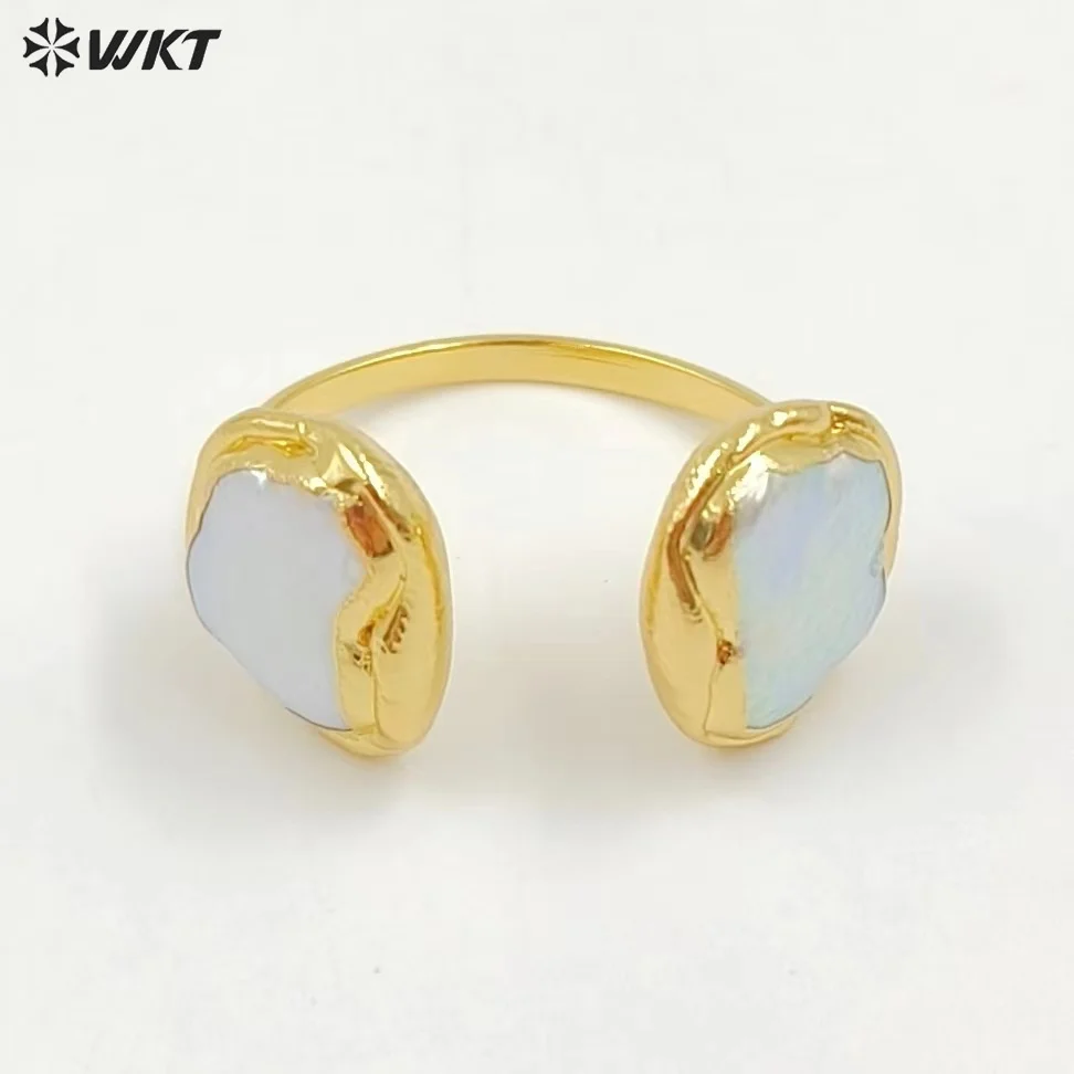 WT-MPR029 WKT Fashion Freshwater Pearl Rings Irregular Shape With Gold Plated Adjustable For Lady Jewelry Gift Party