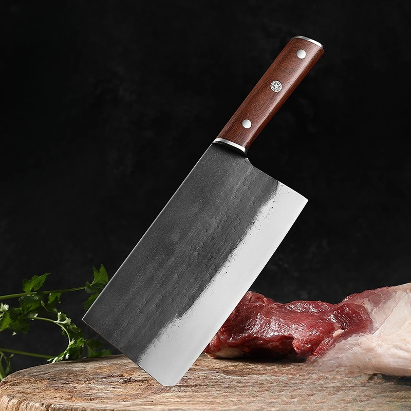 Hand-forged Sharp Meat Cutting Knives  Fish Slicing Vegetables Cutter Stainless Steel Butcher Cleaver Knife Solid Wood Handle