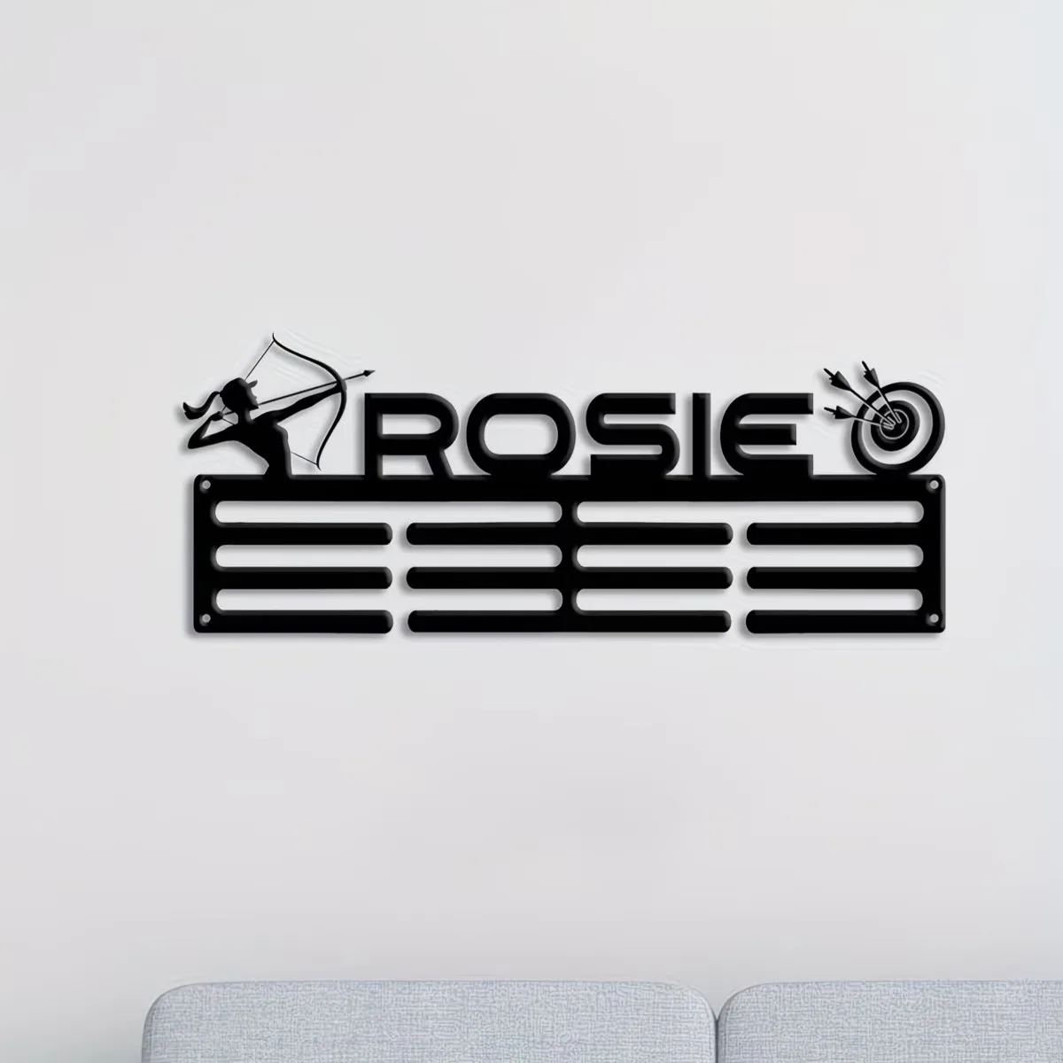 Customizable Archery Medal Rack, Perfect for Scene-Themed Decorations, Door Adornments, Silhouette Wall Art for Home Decor
