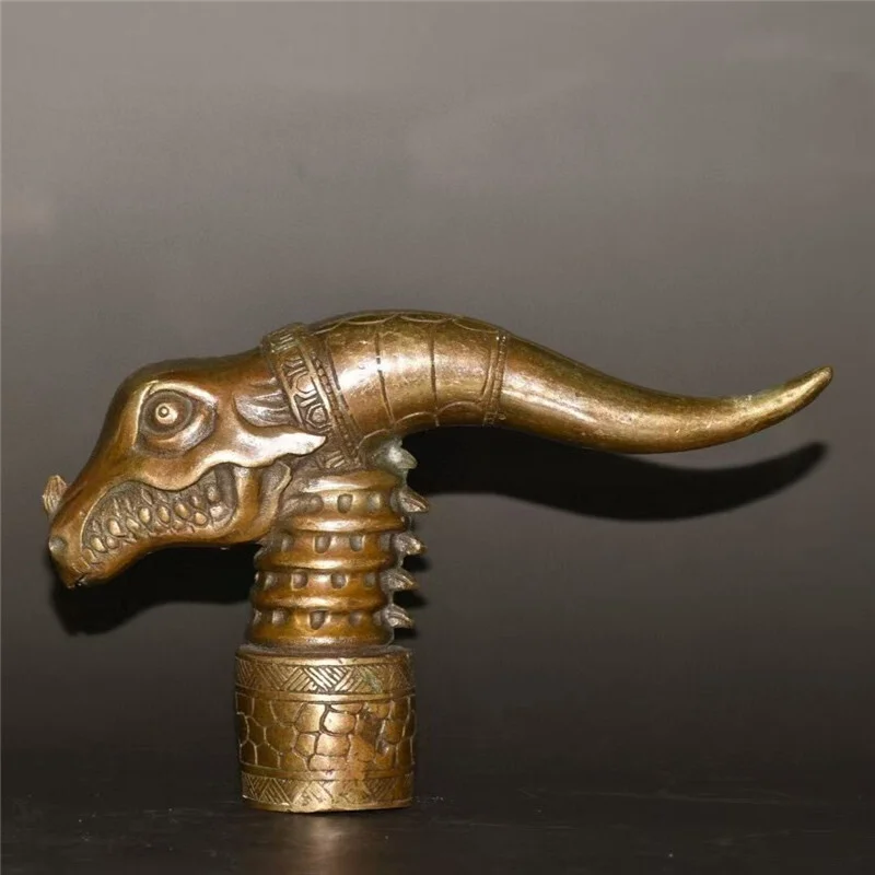 

Старая бронзовая резная статуя ручной работы Luy Beast, статуя трости, голова трости, статуи