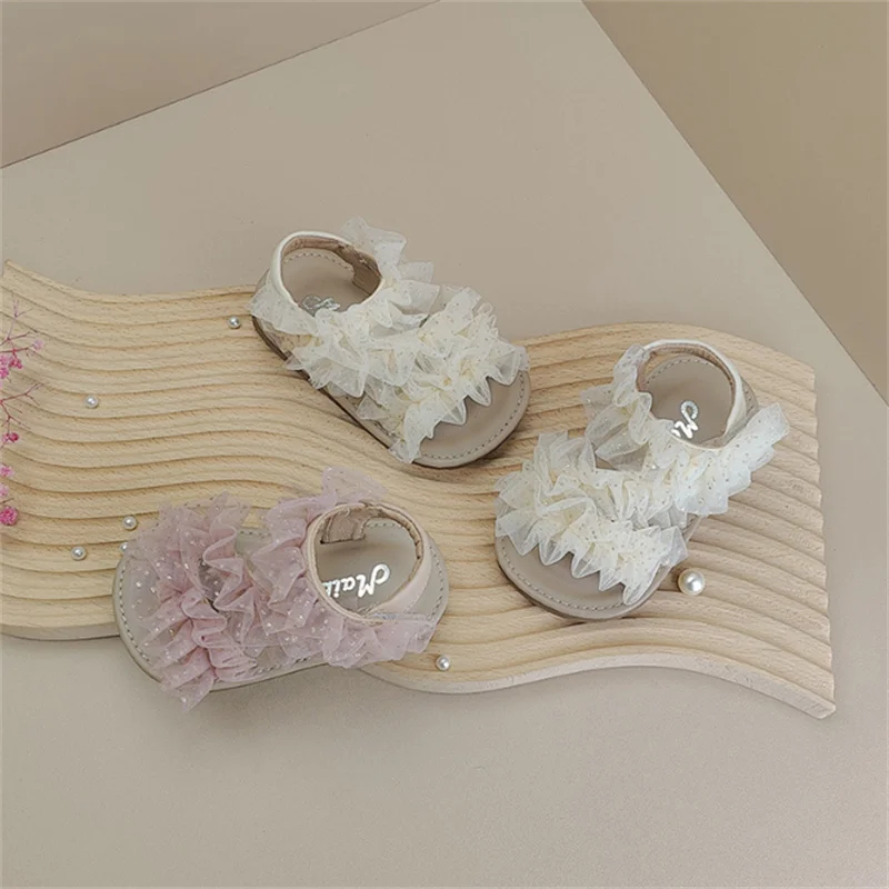 2025 New Summer Baby Shoes For Girls Lace Princess Shoes Soft Sole Non-slip Fashion Toddler Children Sandals