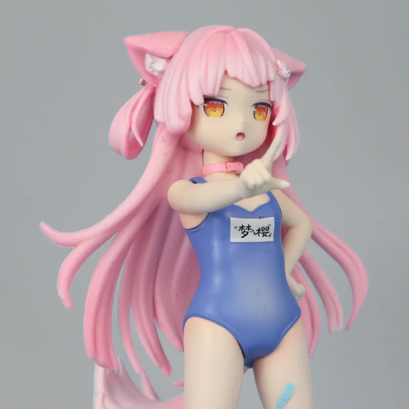 Anime Figure Pink Cat Ear Girl Swimsuit Two Dimensional Collectible Desktop Ornament Gift For Anime Fans Home Decoration