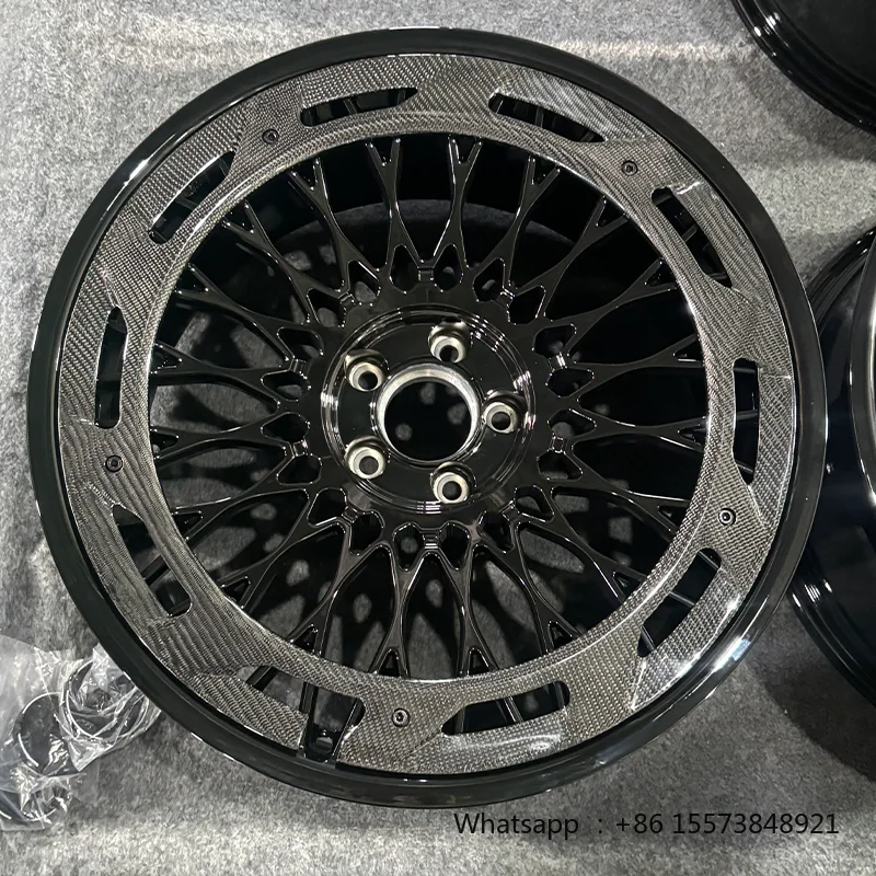Monoblock Alloy Forged Wheels Carbon Fiber Ring 19 20 21 Inch Wheels 5x120 5x112 5x130 Wheel for M3 M4 M5 911 RS6 RS7 G63 R8