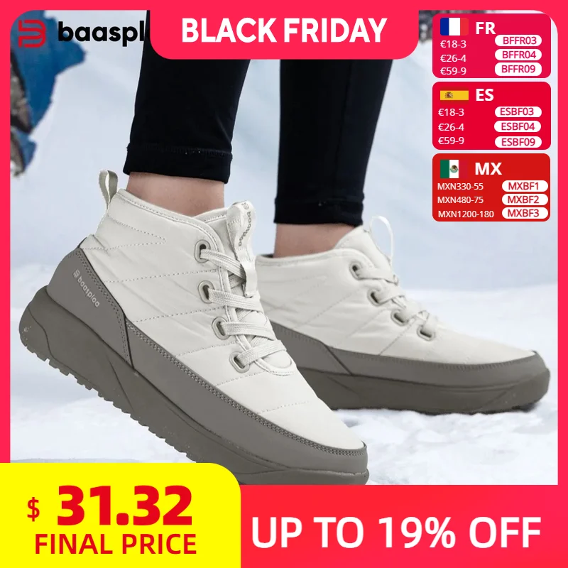 

Baasploa/женские прогулочные кроссовки, новые мягкие теплые плюшевые хлопковые ботинки, женская удобная нескользящая зимняя повседневная обувь для улицы