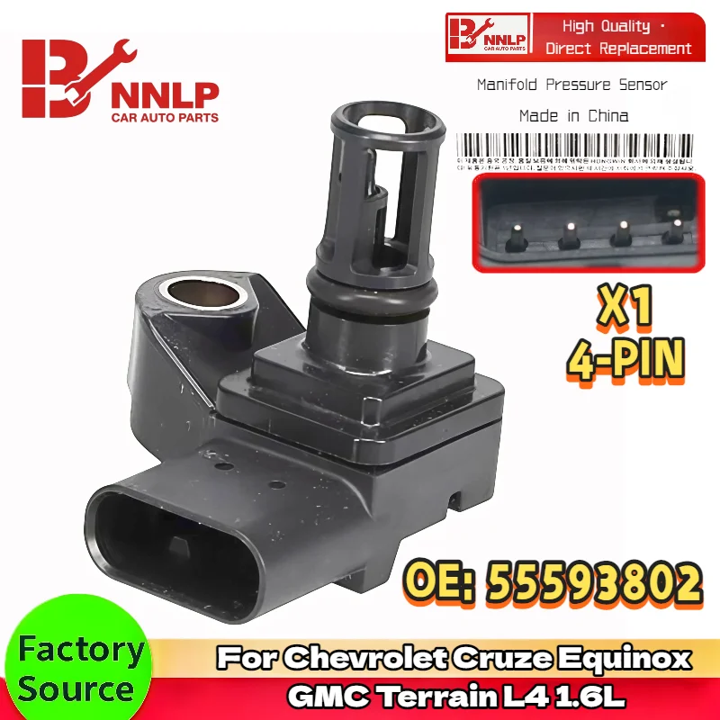 Sensor MAP del colector de admisión para Chevrolet Cruze Equinox GMC Terrain Opel Astra J K Mokka Zafira C 55593802 4PINS