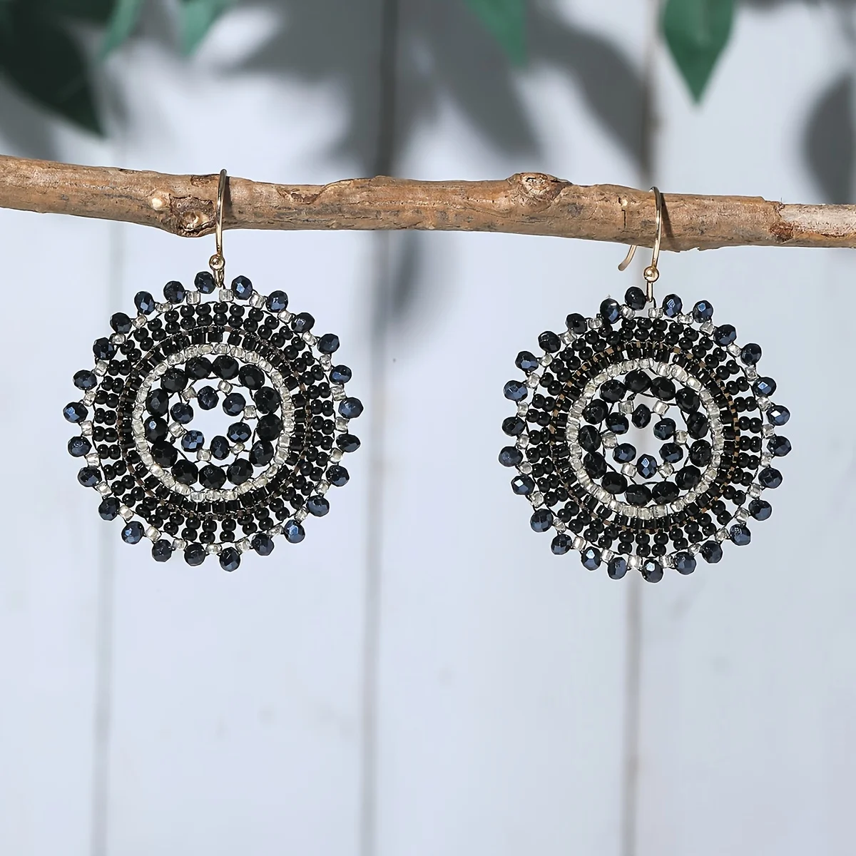 Vintage Floral Rhinestone Beads Drop Swing Earrings