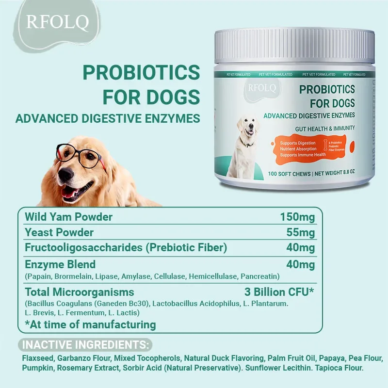Probiotics for Dogs - Helps Maintain Digestive Balance, Regularity, and Nutrient Absorption for A Healthy Gut