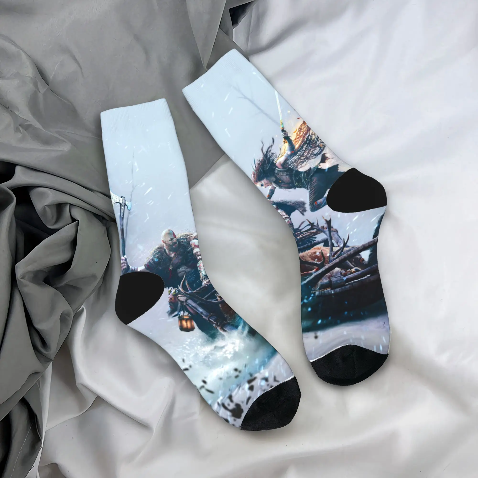 Kratos Socks God  War Games Kawaii Stockings Women Men Warm Soft Climbing Socks Autumn Custom Non Slip Socks