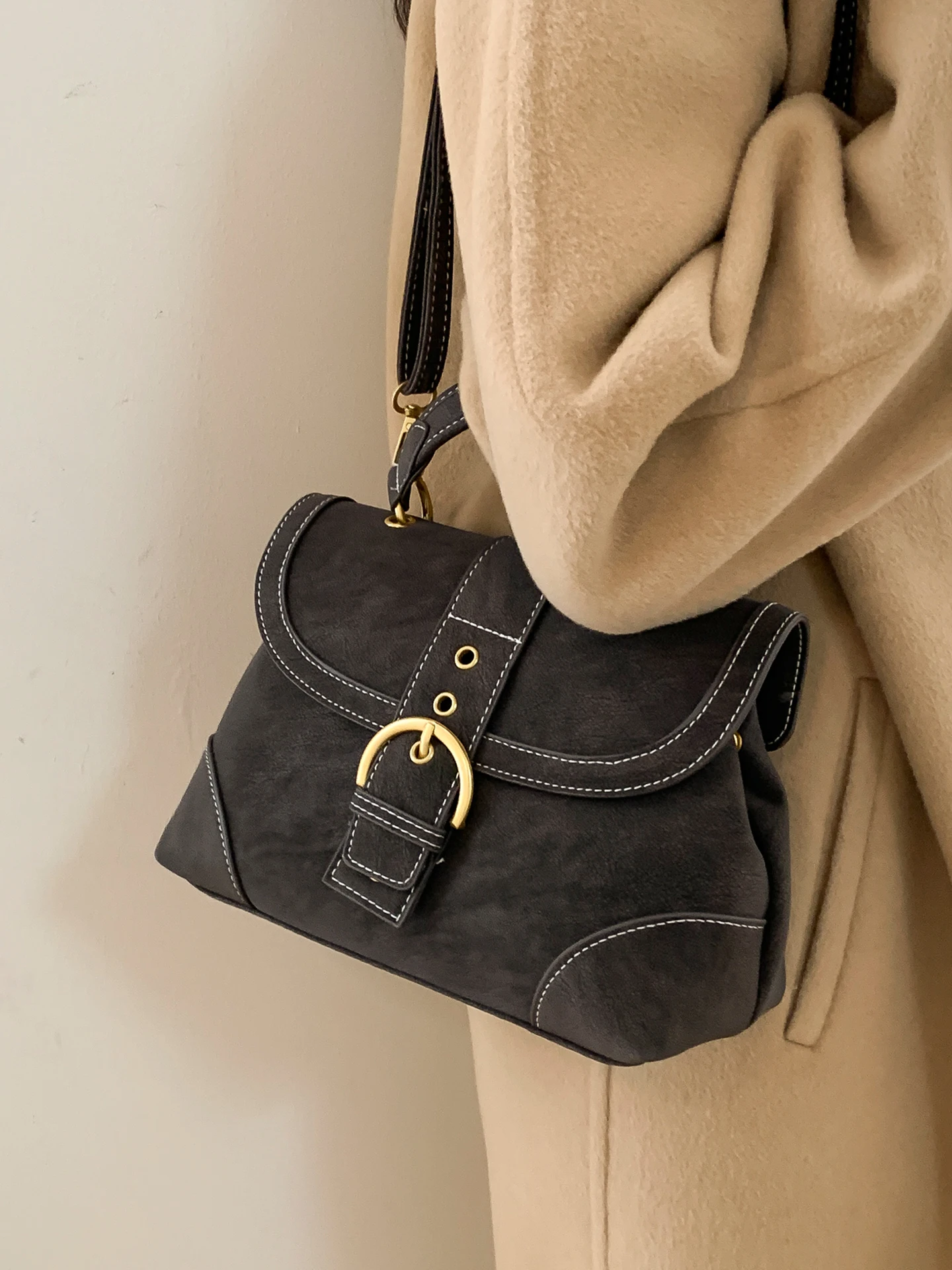 

Модная женская сумка в стиле ретро, новинка 2025, осенне-зимняя универсальная сумка через плечо, сумка через плечо из полиэстера