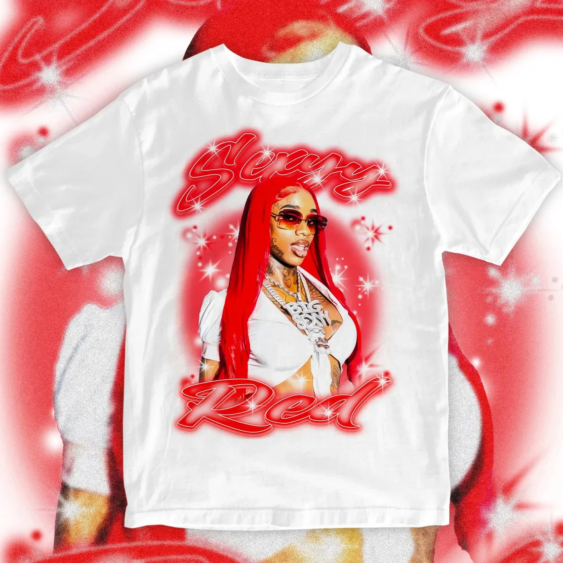 Rare Sexyy Red Singer Gift For Fan Basic White T-Shirt Cotton Tee S to 5XL GC119