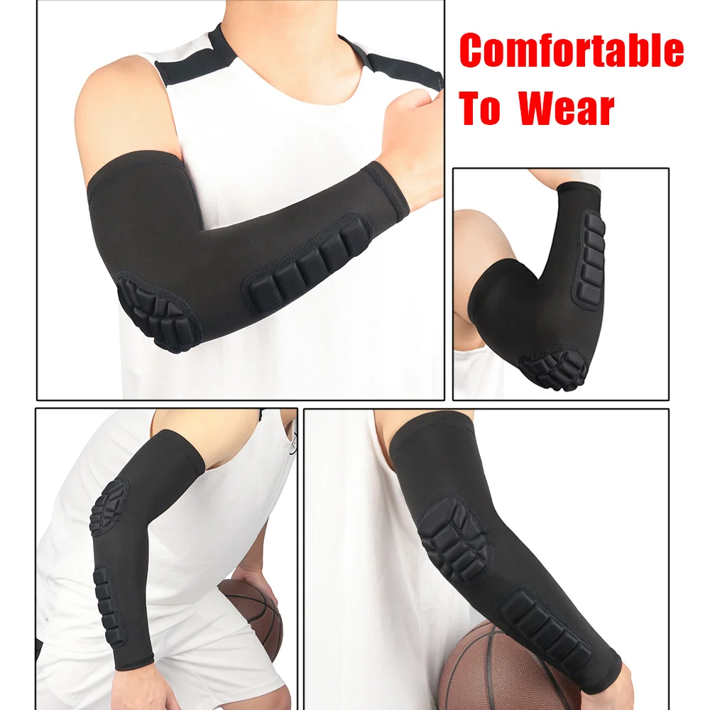 1PC Padded Elbow Forearm Sleeves Compression Arm Protective Support,Knee Calf Padded Thigh Sleeve Sports Protective for Football