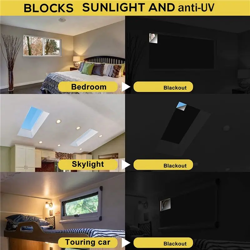 AC88-2X Portable Blackout Shades Travel Window Blackout Curtains Temporary Blackout Blinds For Baby Bedroom/Dorm/Office,200Cm
