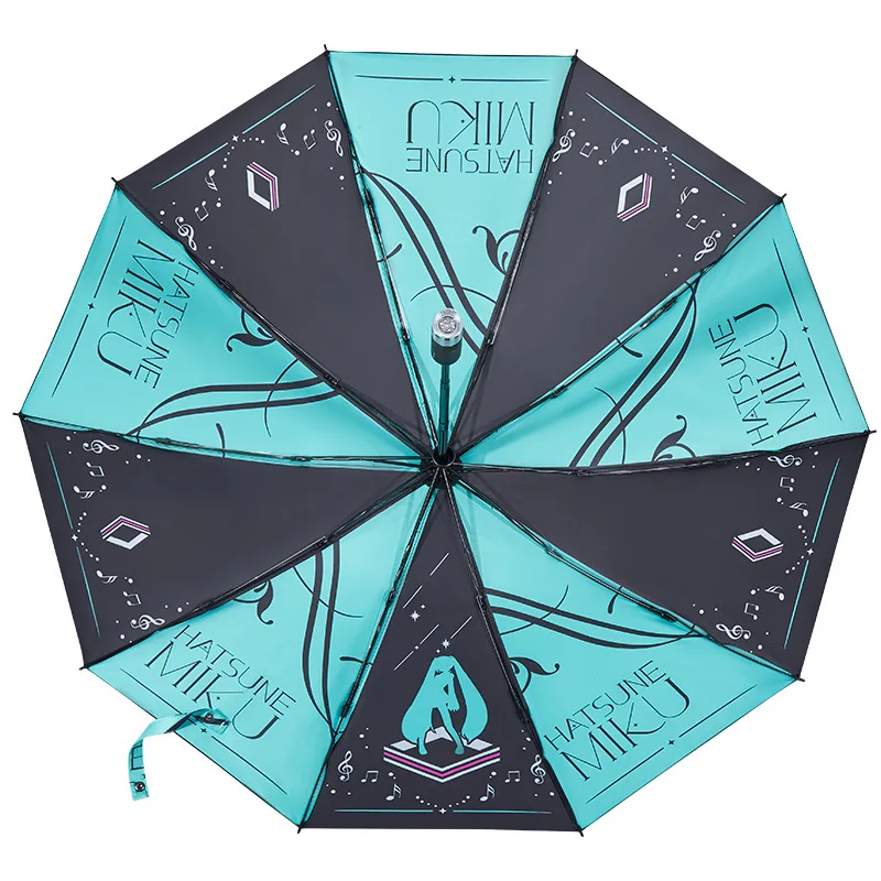 Chaud Hatsune Miku dessin animé Kagamine Len authentique périphérique automatique pliant parapluie Miku Portable pluie parasol cadeau